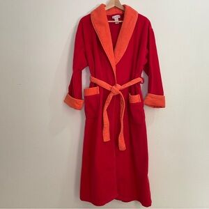 Vintage Intimate Essentials Oversized Heavy Turkish Cotton Bath Robe - Orange